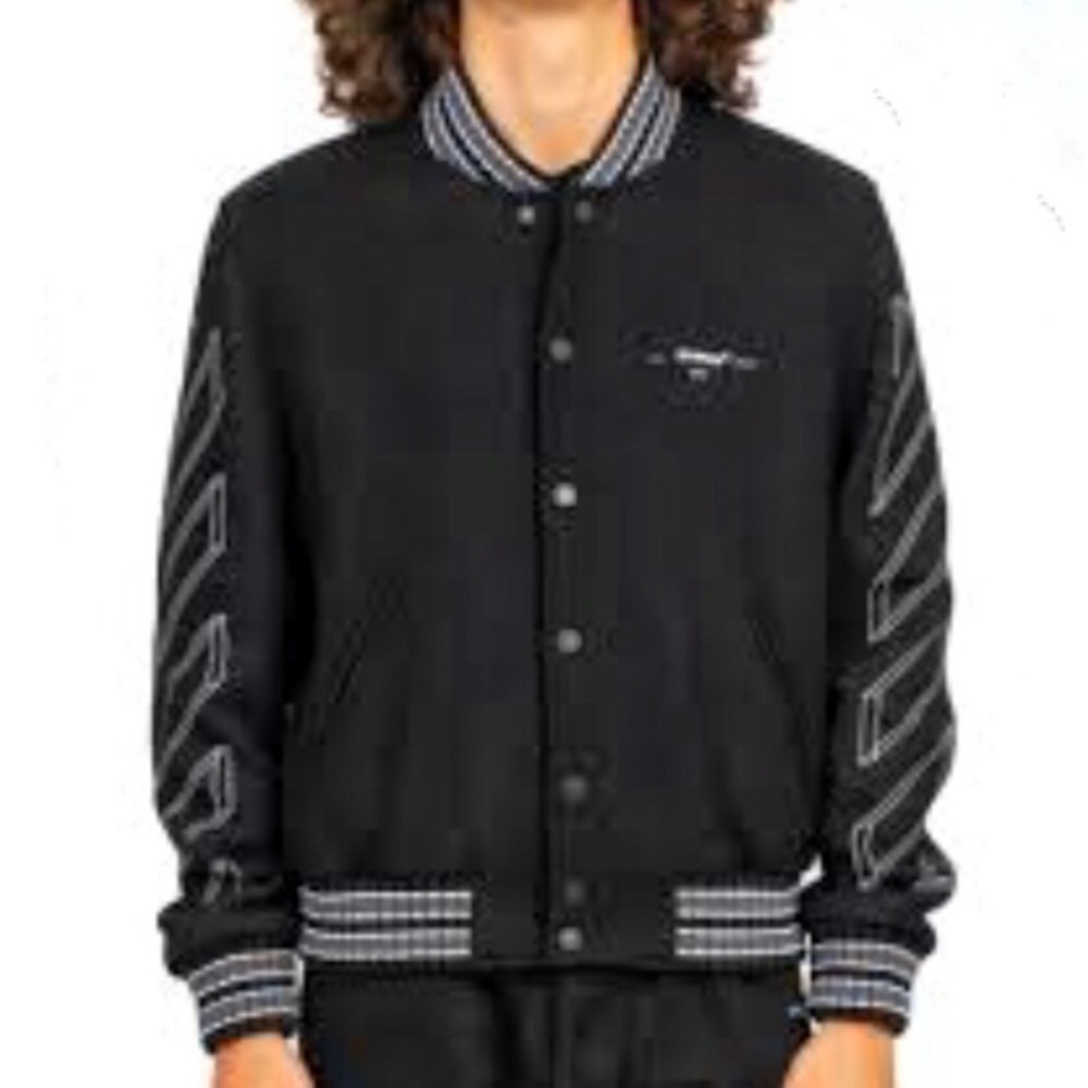 Off-white bomber jacket in wool black colour